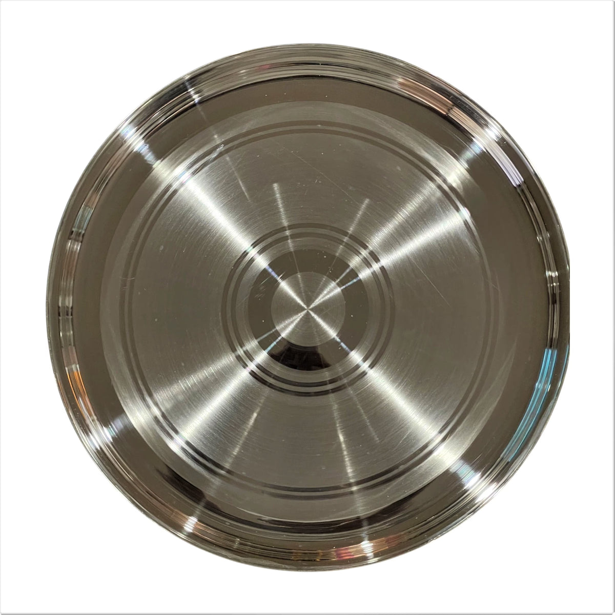 999 Pure Silver Hallmarked Light Weight Indian Dinner Thali - Style#03 Plate Diameter & Weight: 11.0 Inch Thali