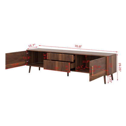 Runforrest Mid Century TV Stand with 2 Drawers, Media Console Table for TVs up to 80'' for Living room, Bedroom, Home Theatre, Walnut