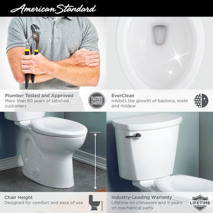 American Standard Cadet Pro Compact Tall Height 14 in. Rough-In 2-Piece 1.6 GPF Single Flush Elongated Toilet in White, Seat Not Included