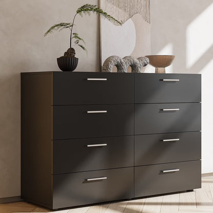 Ktaxon Bedroom Dresser with 6 Drawers, Wooden Double Dresser for Entryway, Wide Storage Cabinet for Living Room, Black