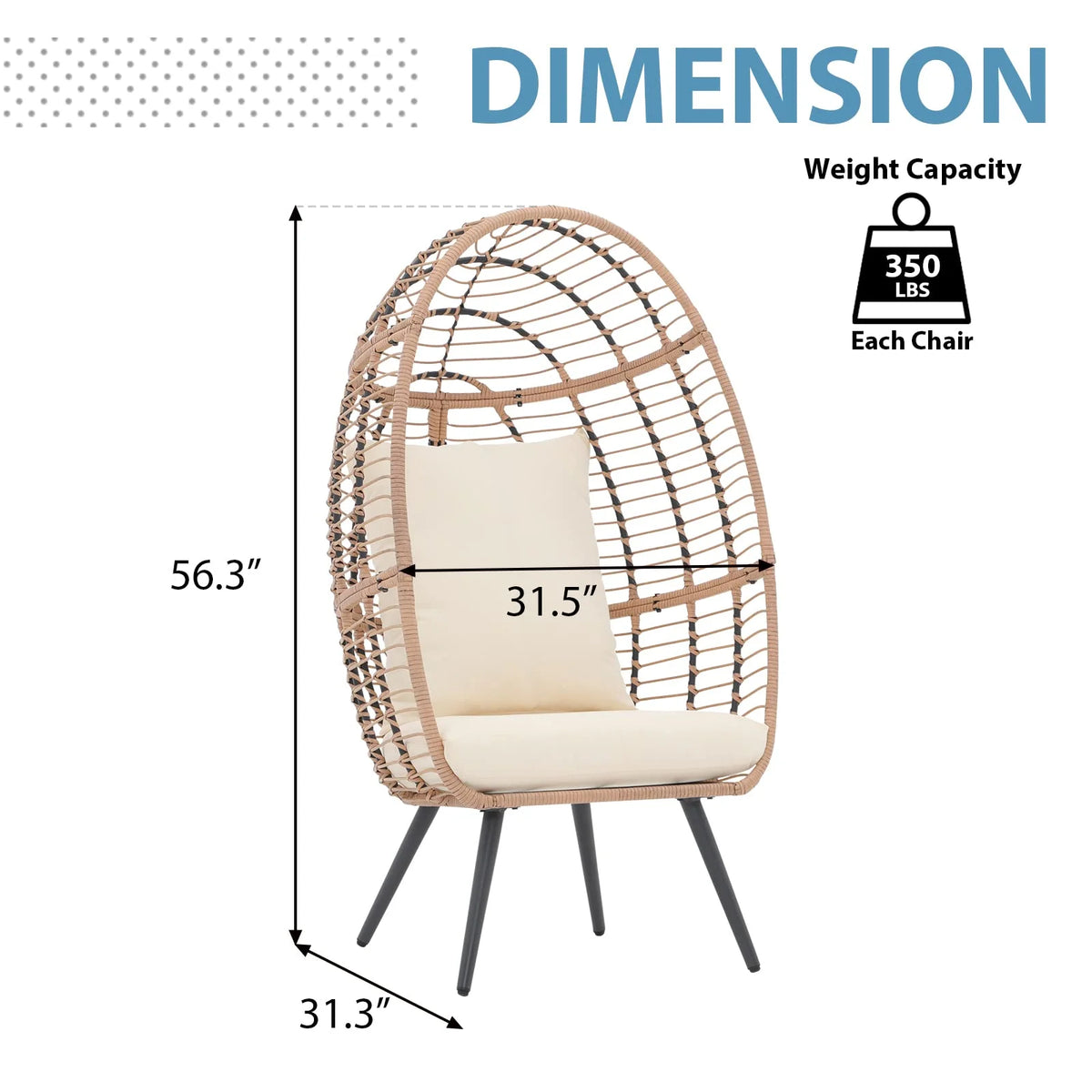 Indoor Outdoor Swing Egg Chair with Stand, Patio Foldable Grey Wicker Rattan Hanging Chair with Cushion, Light Gray