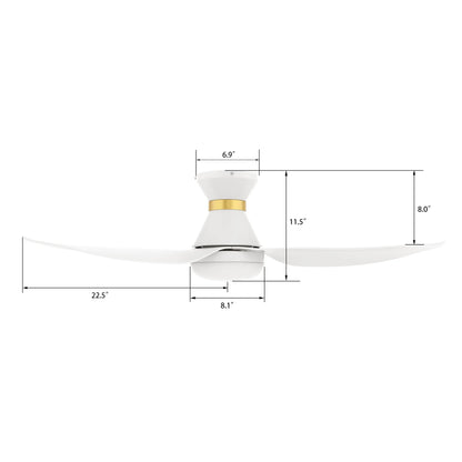 Smaair 45" Smart Ceiling Fan with Remote and Dim Light for Indoor and Outdoor
