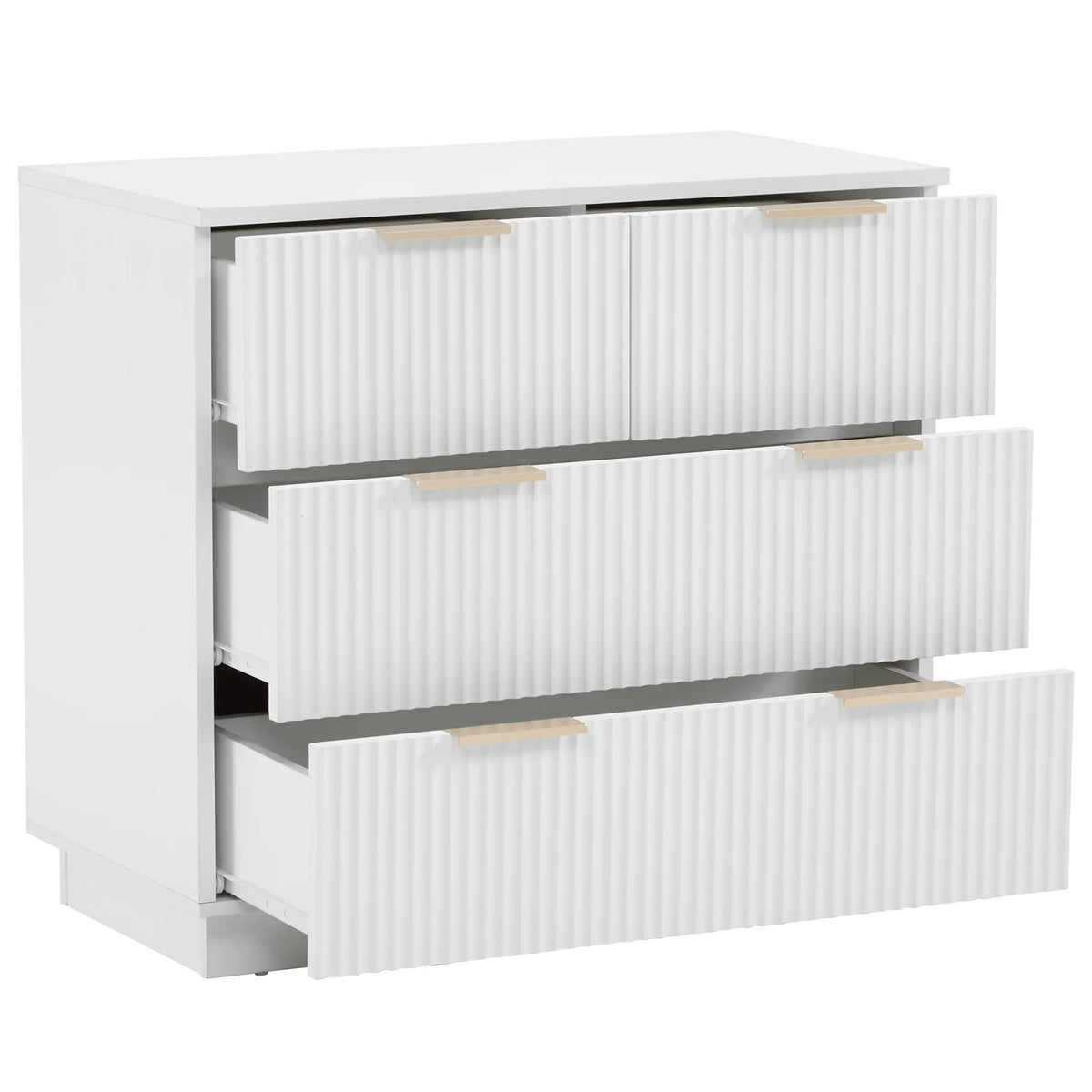 UBesGoo Dresser for Bedroom Wood 4 Drawers Dressers, Fluted Modern Dresser, White