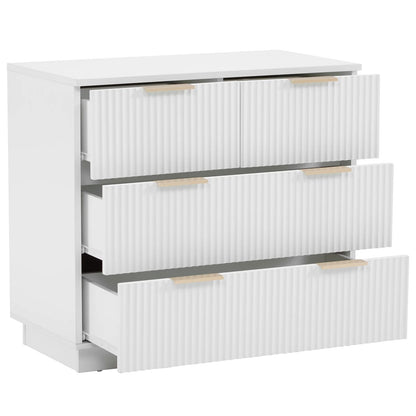 UBesGoo Dresser for Bedroom Wood 4 Drawers Dressers, Fluted Modern Dresser, White