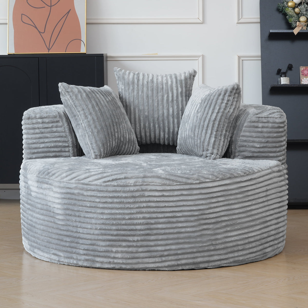 Sodrens Oversized Chaise Lounge Chair Indoor,Upholstered Sofa Bed with Throw Pillows and Armrests,Sleeper Chair for Living Room,Bedroom,Brown,Corduroy