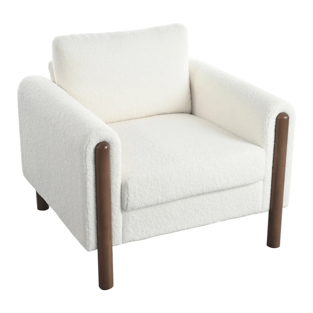 Oversized Accent Chair, Upholstered Living Room Chairs Single Sofa Chair with Walnut Legs, Curved handrail, Green
