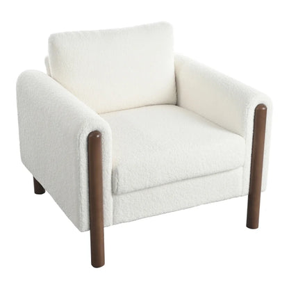 Oversized Accent Chair, Upholstered Living Room Chairs Single Sofa Chair with Walnut Legs, Curved handrail, Green