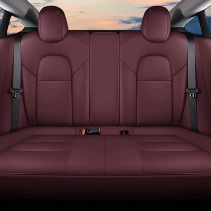 AOMSAZTO Car Seat Cover for Tesla Model Y 2023 2024 - Full Set Customized Faux Leather Seat Covers (Black,5 Seater)