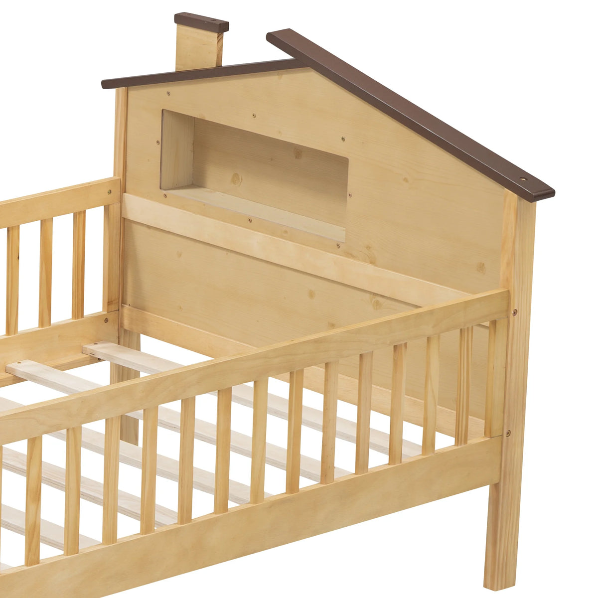 Euroco Wood Twin Size Platform Bed, House Bed with LED Light and Storage, White