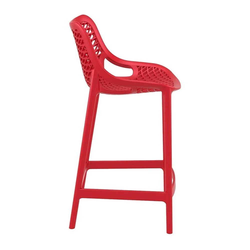 Home Square Polypropylene Patio Bar Stool in Taupe - Set of 2