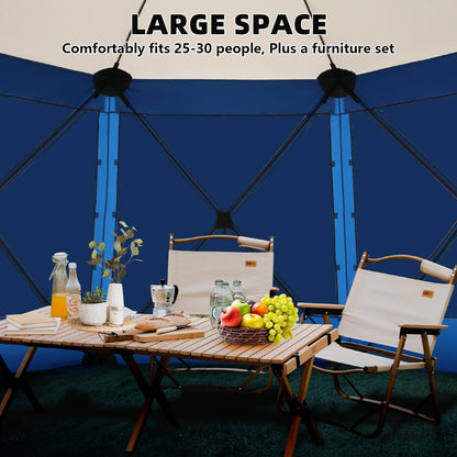 COBIZI 8x8 Pop up Gazebo Tent, Ez up Waterproof Screen Tent Screen House, Portable Outdoor Canopy Sun Shelter with 3 Sidewalls, Carry Bag & Ground Stakes for Camping, Garden and Picnics, Gray