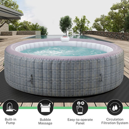 82'' Inflatable Hot Tub, Portable Hot Tub for Home Spa, Outdoor Round Hot Tub W/130pcs Jets, 6 Person Inflatable Pool with Heating, 4 Filters, 2 Cup Holders