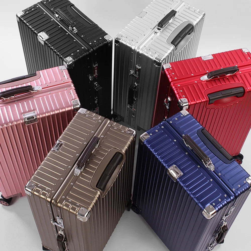 All Aluminum Magnesium Carry on Luggage Airline Approved, Hardside Carry on Suitcase with TSA Lock, Zipperless Luggage Checked Luggage Metal Rolling Luggage for Travel, Business