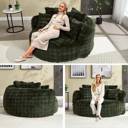 Wiilayok 58'' Oversized Chaise Lounge Chair Indoor,Thickened Backrest Sleeper Sofa Couch with Soft Pillows for Living Room, Gray