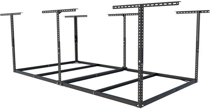 FLEXIMOUNTS 4x8 Overhead Garage Storage Rack without Decking, Storage Organization System, Heavy Duty Metal Garage Ceiling Racks, 600lbs Weight Capacity, Black