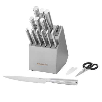KitchenAid Gourmet Forged Japanese Steel 15-piece Knife Block Set with Built-in Sharpener