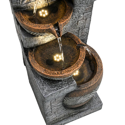 SunJet 5-Tiers Indoor/Outdoor Garden Water Fountain - 42.5inches Modern Floor-Standing Cascading Water Feature - Suitable for Deck, Patio, Porch, Yard Decor