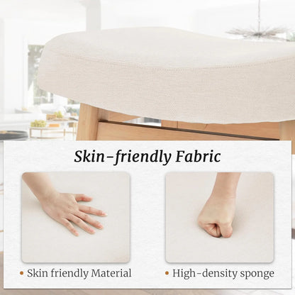 Dycanpo Saddle Seat Counter Height Bar Stools Set of 3 for Kitchen, Dining, 24in, Beige-Fabric