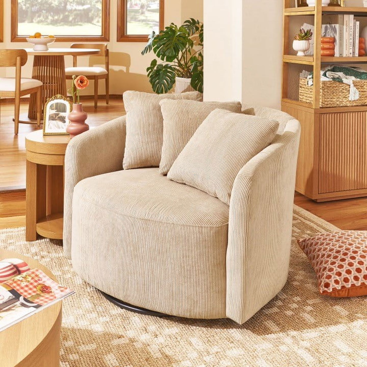 Beautiful Drew Accent Chair by Drew Barrymore, Cream Boucle
