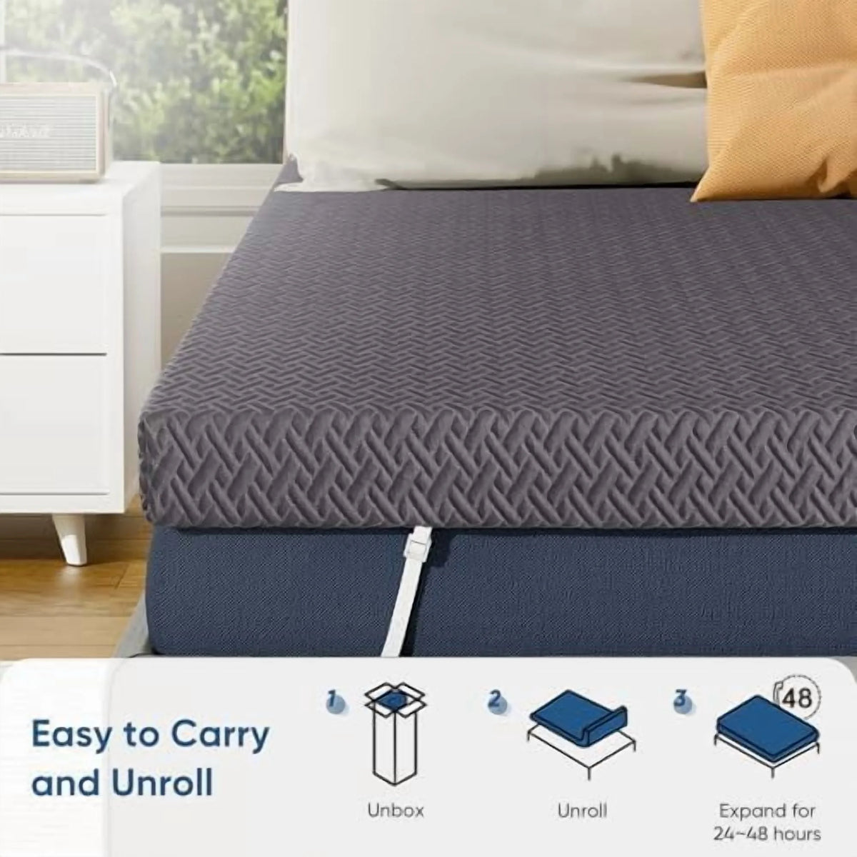 Memory Foam Mattress Topper King Size, 3 Inch Gel Infused Cooling Mattress Pad with Breathable Bamboo Cover, Pressure Relief & Machine Washable Bed Topper 76"x80" Gray