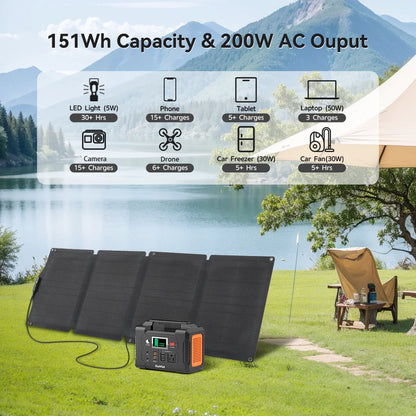 Flashfish 200W Portable Power Station, 40800mAh Solar Generator, Portable Generator for Camping Travel Emergency