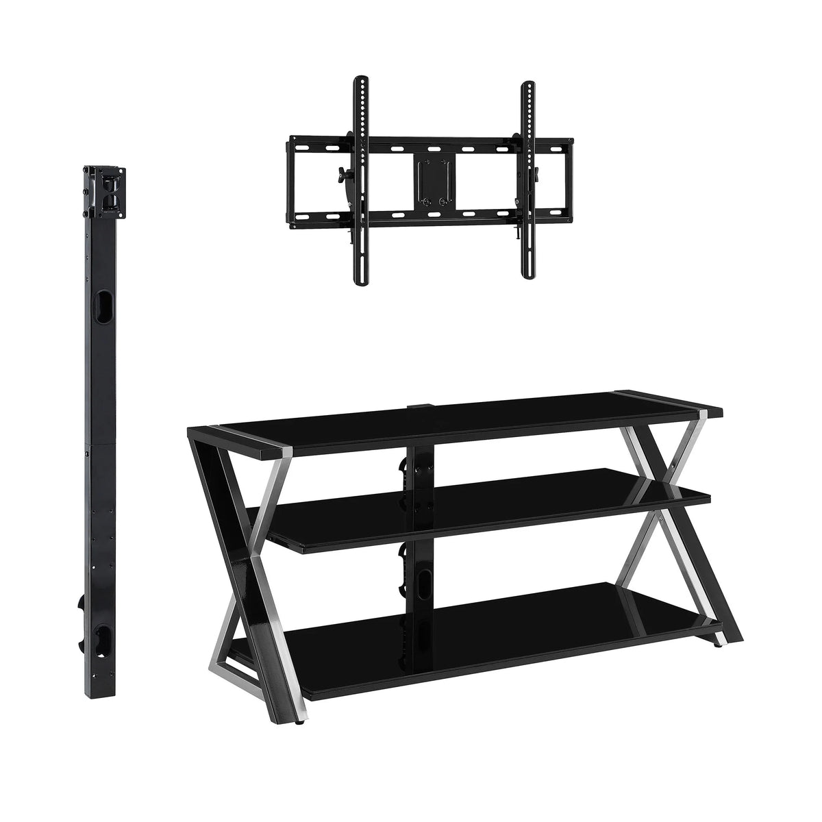 Whalen Xavier 3-in-1 Television Stand for TVs up to 70", Black