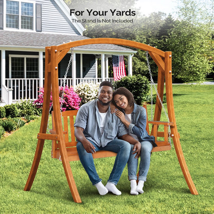 VINGLI Heavy Duty 880 LBS 4 FT Patio Wooden Porch Swing with Upgraded Adjustable Chains, Rustic