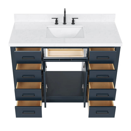 ARIEL Hepburn 48 Inch Rectangle Sink Bathroom Vanity With Carrara White Quartz Countertop 1.5 Edge In Grey