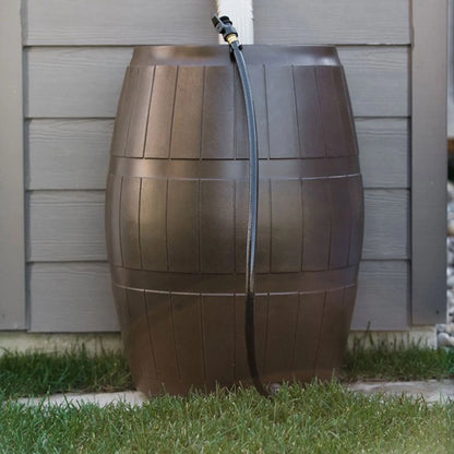 FCMP Outdoor RC4000 Raincatcher 50 Gallon Rain Catcher Barrel, Brown