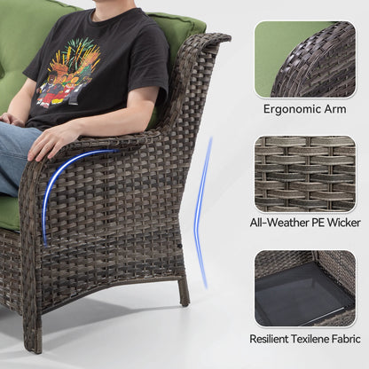 MeetLeisure 3 Pieces Outdoor Furniture Patio Furniture Set with One 3-Seat Sofa, Two ArmChairs, Navy