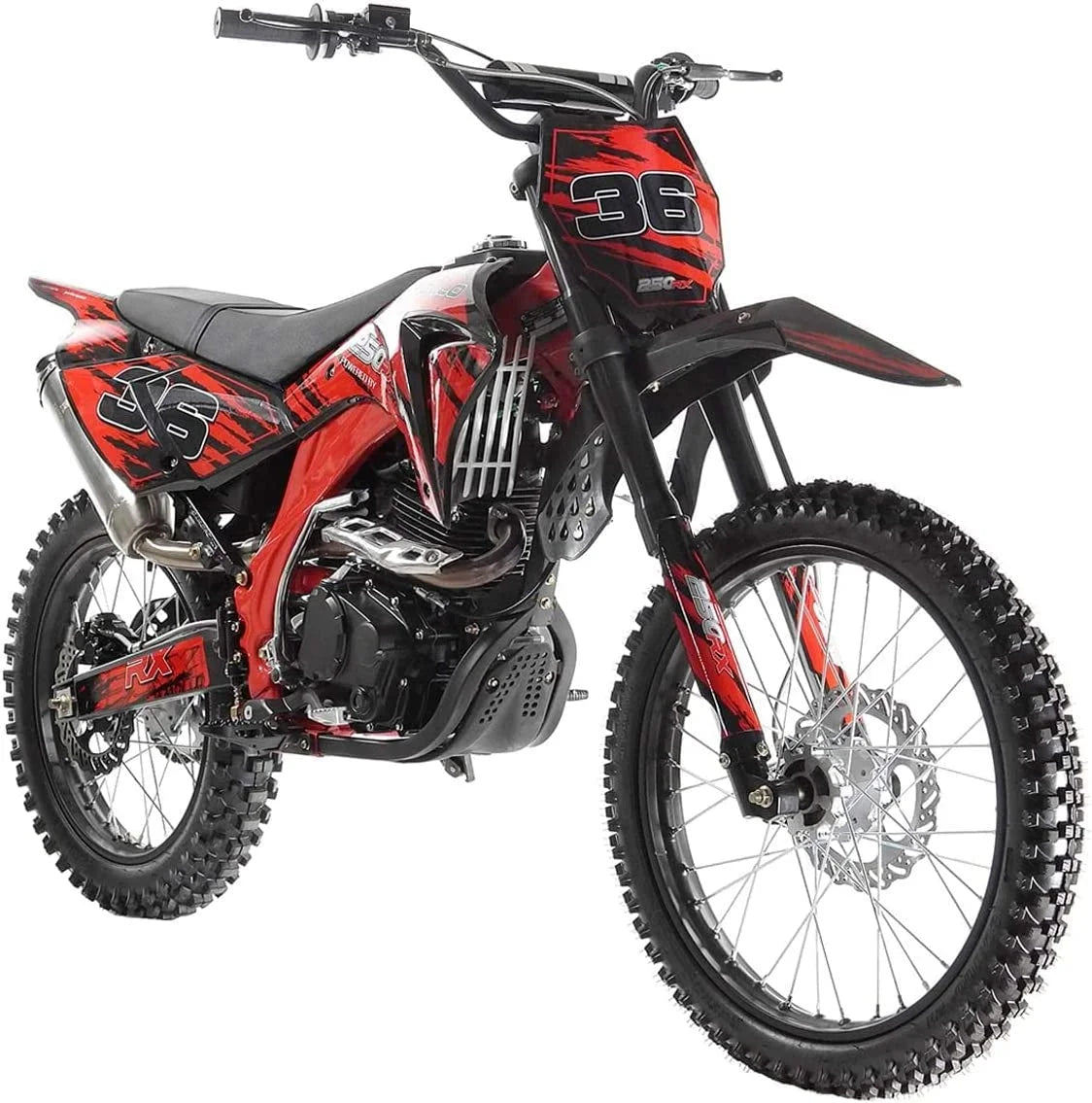NEW Apollo AGB 36 Adults Youth 250cc DB36 Dirt Bike Pit Bike Gas Dirt Bike Manual Clutch 5 Speed Gas Motorcycle - Sporty Black color