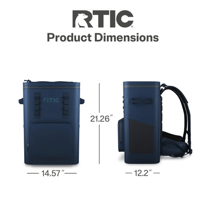 RTIC 48 Can Ultra-Tough Backpack Cooler, Leakproof Cooler, Waterproof Zipper, Navy