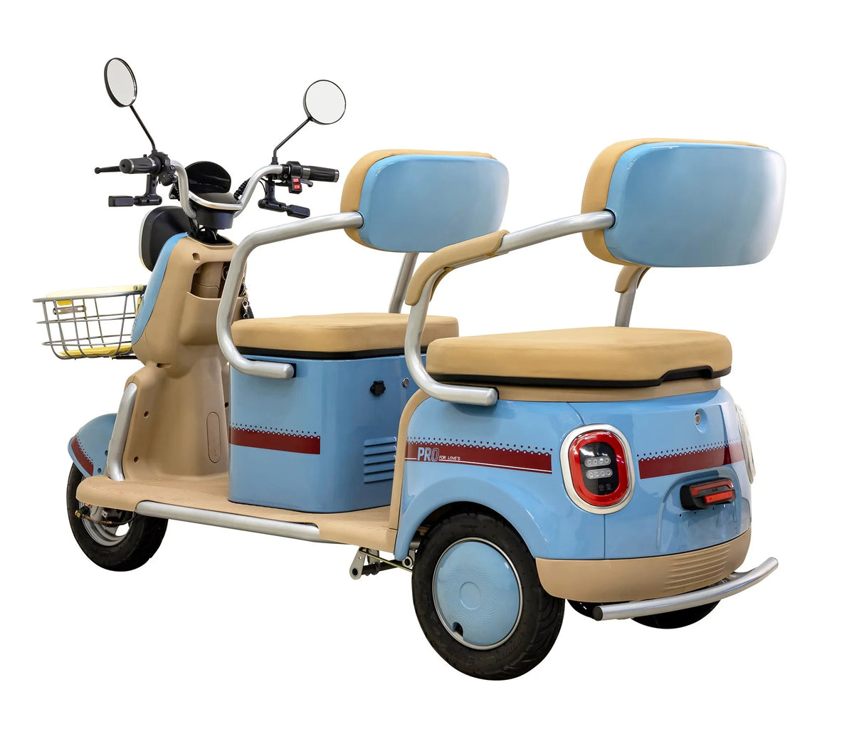 Massimo MGC E-Trike 3-Wheel Electric Cart – 17 MPH, 2-Seater Adult Scooter – Blue