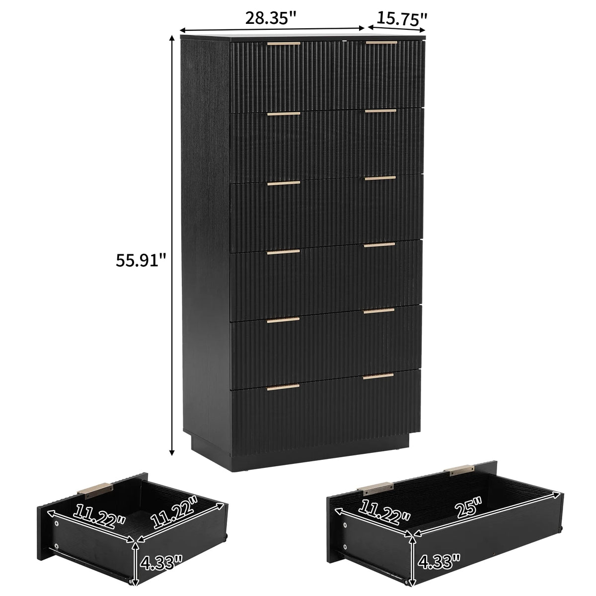 UBesGoo Dresser for Bedroom Wood 4 Drawers Dressers, Fluted Modern Dresser, White