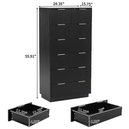 UBesGoo Dresser for Bedroom Wood 4 Drawers Dressers, Fluted Modern Dresser, White
