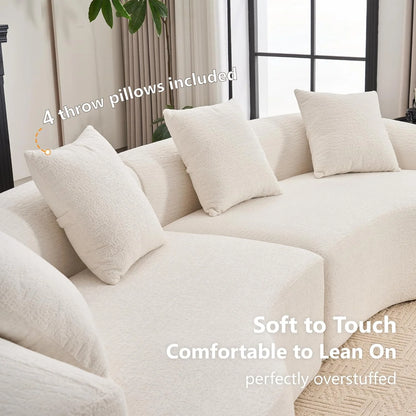 Loveseat Sectional Sofa for Living Room, 65’�?Modern Luxury Plush Chenille Extra Deep Seat Curved Cloud Floor Couch with 3 Throw Pillows for Small Spaces, No Assembly Needed, Sapphire Blue