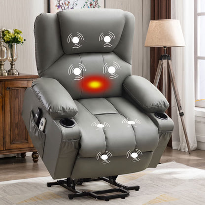 JONPONY Power Lift Recliner Chair Recliners for Elderly with Heat and Massage Recliner Chair for Living Room with Infinite Position and Side Pocket,USB Charge Port,Black