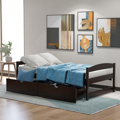 Euroco Twin Size Wooden Daybed with 2 Storage Drawers for Kids Bedroom, Gray