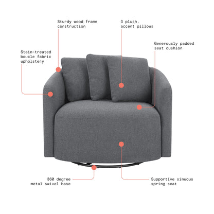 Beautiful Drew Accent Chair by Drew Barrymore, Cream Boucle