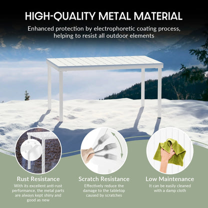 WestinTrends Playa 7-Piece Outdoor Rectangular Metal Patio Dining Table Set With Stackable Patio Dining Chairs, Red
