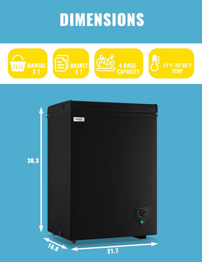 WANAI 3.5 Cu.ft Chest Freezer Small Deep Freeze with 7 Gears Temp Control Office Dorm Kitchen White
