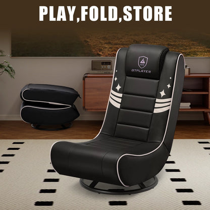 GTPLAYER Swivel Floor Gaming Chairs with Foldable Backrest for Teens,, Red