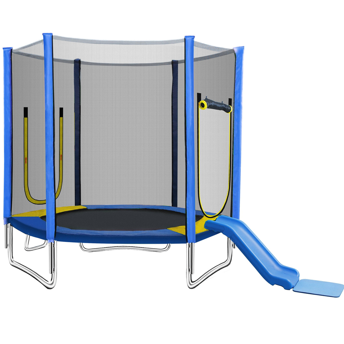 7FT Trampoline for Kids,Outdoor Recreational Trampoline with Safety Enclosure Net,Blue