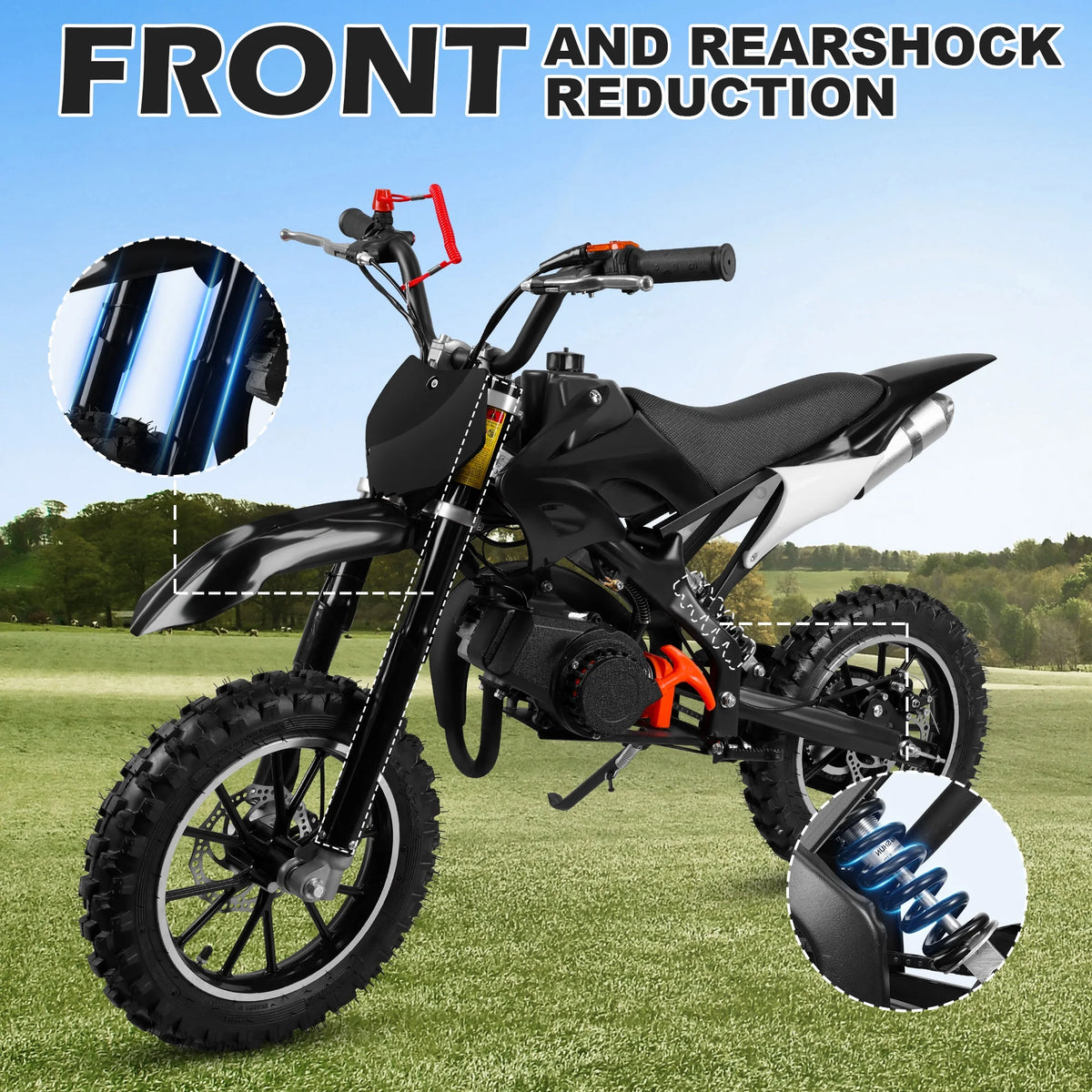 Gpower Gasoline 49cc Dirt Bike for Kids 6-15,2-Stroke Gas Power Mini Dirt Bike,1-Seater,Blue