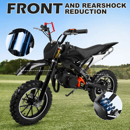 Gpower Gasoline 49cc Dirt Bike for Kids 6-15,2-Stroke Gas Power Mini Dirt Bike,1-Seater,Blue