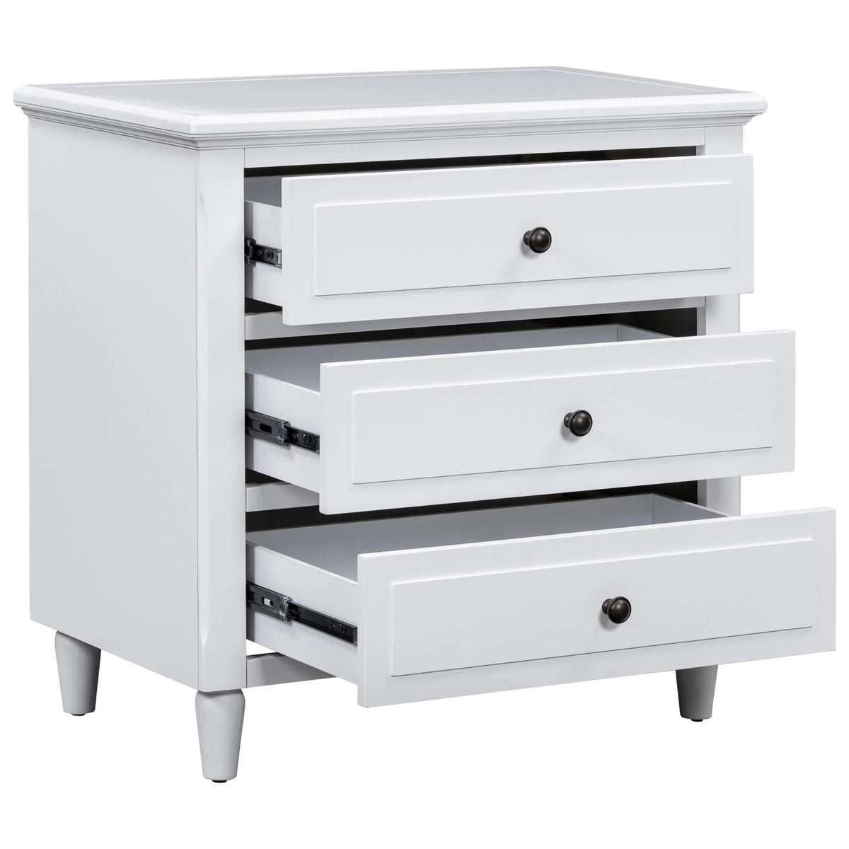 White Nightstand for Bedroom, Atumon Nightstand with 3 Drawers, Wood Bedside Table, Modern Nightstand Furniture for Bedroom, 28"L x 16.9"W x 28"H