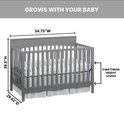 Oxford Baby Harper 4-in-1 Convertible Crib, Dove Gray, GREENGUARD Gold Certified, Wooden Crib
