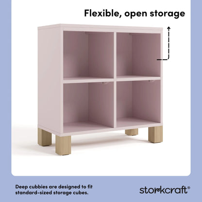 Storkcraft California Cube Organizer Children's Bookcase, Blush with Driftwood
