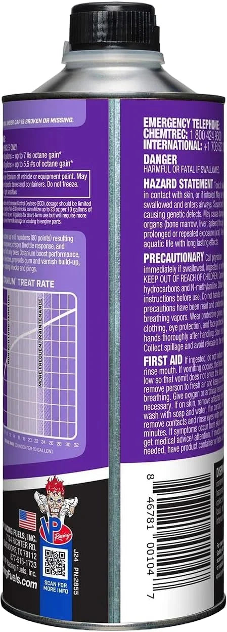 VP Racing Fuels 2855, Madditive Octanium Octane Booster Racing Formula - Quart (8 Pack)