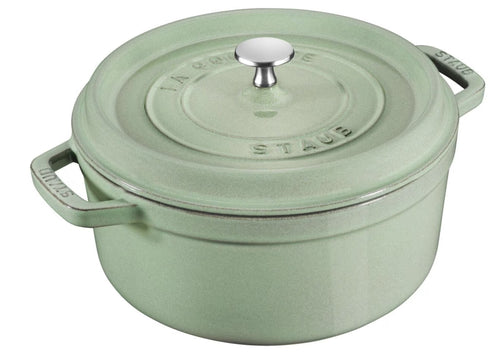 Staub Cast Iron 7-qt Round Cocotte Dutch Oven - Sage, Made In France